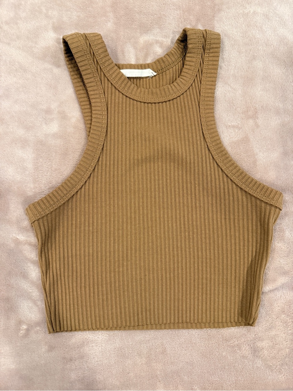 12th Tribe Ribbed Crop Tank Top - Brown